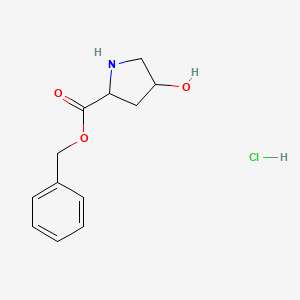 molecular formula C12H16ClNO3 B8036255 Benzyl 4-hydroxypyrrolidine-2-carboxylate hydrochloride 