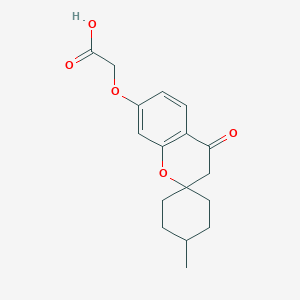 molecular formula C17H20O5 B8036286 2-((4'-Methyl-4-oxospiro[chromane-2,1'-cyclohexan]-7-yl)oxy)acetic acid 