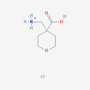 molecular formula C7H14ClNO3 B8036375 (4-Carboxyoxan-4-yl)methanaminium chloride 