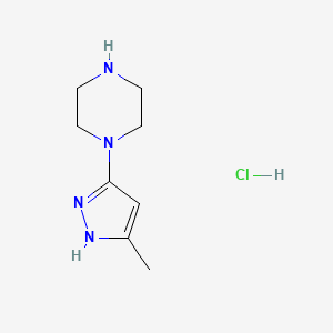 molecular formula C8H15ClN4 B8036386 1-(5-methyl-1H-pyrazol-3-yl)piperazine;hydrochloride 