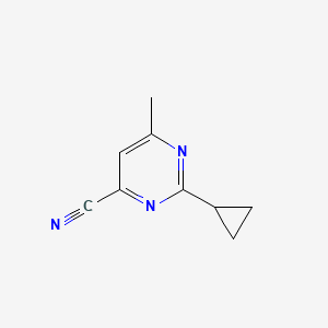 molecular formula C9H9N3 B8036432 2-Cyclopropyl-6-methylpyrimidine-4-carbonitrile 