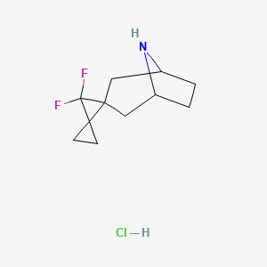 molecular formula C11H16ClF2N B8036433 3',3'-Difluorodispiro[8-azabicyclo[3.2.1]octane-3,1':2',1''-bis(cyclopropane)] hydrochloride 