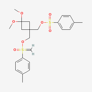 [3,3-Dimethoxy-1-[[methylidene-(4-methylphenyl)-oxo-lambda6-sulfanyl]oxymethyl]cyclobutyl]methyl 4-methylbenzenesulfonate