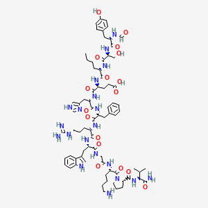 molecular formula C74H104N20O17 B8036525 For-Tyr-Ser-Nle-Glu-His-D-Phe-Arg-Trp-Gly-Lys-Pro-Val-NH2 