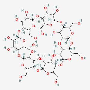 molecular formula C42H70O35 B8036547 (1S,3R,6S,8R,11S,13R,16S,18R,21S,23S,26S,28R,31S,33R)-5,10,15,20,25,30,35-heptakis(hydroxymethyl)-2,4,7,9,12,14,17,19,22,24,27,29,32,34-tetradecaoxaoctacyclo[31.2.2.23,6.28,11.213,16.218,21.223,26.228,31]nonatetracontane-36,37,38,39,40,41,42,43,44,45,46,47,48,49-tetradecol 