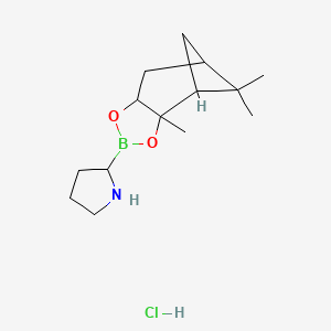 molecular formula C14H25BClNO2 B8036558 2-(2,9,9-Trimethyl-3,5-dioxa-4-bora-tricyclo[6.1.1.02,6]dec-4-yl)-pyrrolidine hydrochloride 