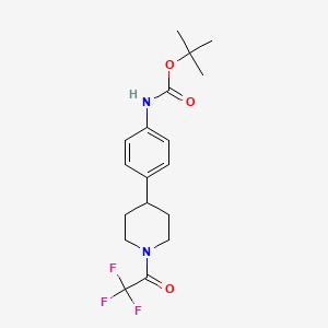 molecular formula C18H23F3N2O3 B8036572 Tert-butyl 4-(1-(2,2,2-trifluoroacetyl)piperidin-4-yl)phenylcarbamate 