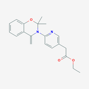 molecular formula C20H22N2O3 B8036585 ethyl 2-(6-(2,2-dimethyl-4-methylene-2H-benzo[e][1,3]oxazin-3(4H)-yl)pyridin-3-yl)acetate 