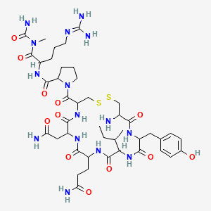 molecular formula C43H67N15O12S2 B8036624 H-DL-Cys(1)-DL-Tyr-DL-xiIle-DL-Gln-DL-Asn-DL-Cys(1)-DL-Pro-DL-Arg-Unk 