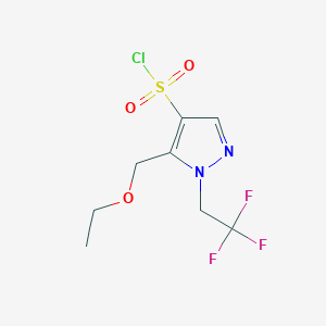 molecular formula C8H10ClF3N2O3S B8036666 5-(ethoxymethyl)-1-(2,2,2-trifluoroethyl)-1H-pyrazole-4-sulfonyl chloride 