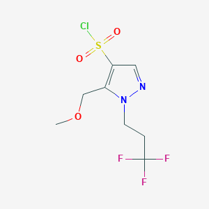 molecular formula C8H10ClF3N2O3S B8036674 5-(methoxymethyl)-1-(3,3,3-trifluoropropyl)-1H-pyrazole-4-sulfonyl chloride 