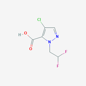 molecular formula C6H5ClF2N2O2 B8036698 4-chloro-1-(2,2-difluoroethyl)-1H-pyrazole-5-carboxylic acid 