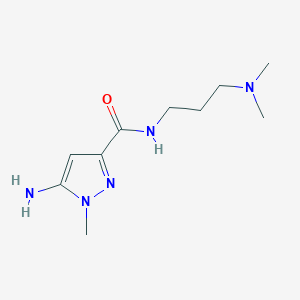molecular formula C10H19N5O B8036720 5-amino-N-[3-(dimethylamino)propyl]-1-methyl-1H-pyrazole-3-carboxamide 