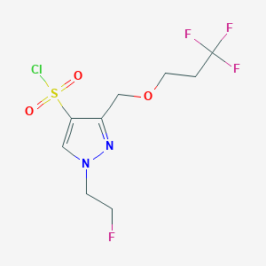 molecular formula C9H11ClF4N2O3S B8036791 1-(2-fluoroethyl)-3-[(3,3,3-trifluoropropoxy)methyl]-1H-pyrazole-4-sulfonyl chloride 