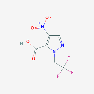 molecular formula C6H4F3N3O4 B8036876 4-nitro-1-(2,2,2-trifluoroethyl)-1H-pyrazole-5-carboxylic acid 