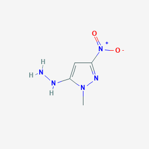 molecular formula C4H7N5O2 B8036921 5-hydrazinyl-1-methyl-3-nitro-1H-pyrazole 