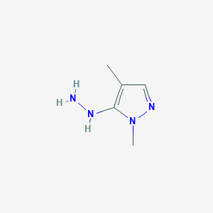 molecular formula C5H10N4 B8036931 5-hydrazinyl-1,4-dimethyl-1H-pyrazole 