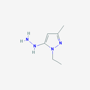 molecular formula C6H12N4 B8036933 1-ethyl-5-hydrazinyl-3-methyl-1H-pyrazole 