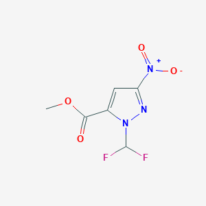 molecular formula C6H5F2N3O4 B8036975 methyl 1-(difluoromethyl)-3-nitro-1H-pyrazole-5-carboxylate 