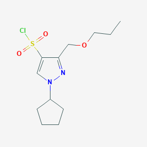 molecular formula C12H19ClN2O3S B8037019 1-cyclopentyl-3-(propoxymethyl)-1H-pyrazole-4-sulfonyl chloride 