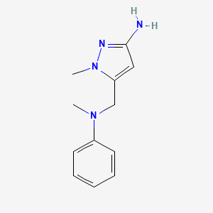 molecular formula C12H16N4 B8037166 1-methyl-5-{[methyl(phenyl)amino]methyl}-1H-pyrazol-3-amine CAS No. 1856102-47-0