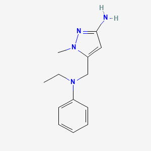 molecular formula C13H18N4 B8037169 5-{[ethyl(phenyl)amino]methyl}-1-methyl-1H-pyrazol-3-amine 