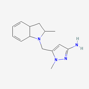 molecular formula C14H20N4 B8037183 1-methyl-5-[(2-methyl-2,3,3a,7a-tetrahydro-1H-indol-1-yl)methyl]-1H-pyrazol-3-amine 