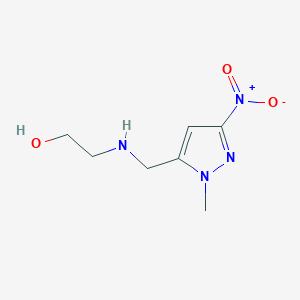 molecular formula C7H12N4O3 B8037214 2-{[(1-methyl-3-nitro-1H-pyrazol-5-yl)methyl]amino}ethan-1-ol 