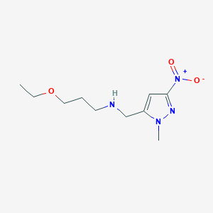 molecular formula C10H18N4O3 B8037244 (3-ethoxypropyl)[(1-methyl-3-nitro-1H-pyrazol-5-yl)methyl]amine 