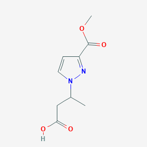 molecular formula C9H12N2O4 B8037275 3-[3-(methoxycarbonyl)-1H-pyrazol-1-yl]butanoic acid 