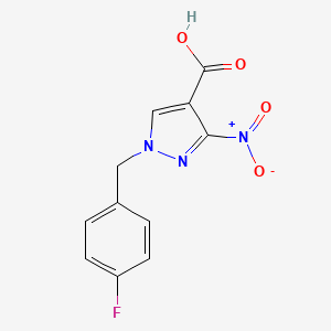 molecular formula C11H8FN3O4 B8037307 1-(4-fluorobenzyl)-3-nitro-1H-pyrazole-4-carboxylic acid 