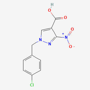 molecular formula C11H8ClN3O4 B8037318 1-(4-chlorobenzyl)-3-nitro-1H-pyrazole-4-carboxylic acid 