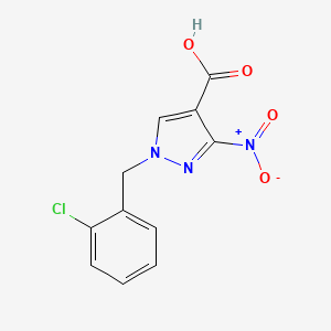 molecular formula C11H8ClN3O4 B8037319 1-(2-chlorobenzyl)-3-nitro-1H-pyrazole-4-carboxylic acid 