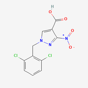 molecular formula C11H7Cl2N3O4 B8037336 1-(2,6-dichlorobenzyl)-3-nitro-1H-pyrazole-4-carboxylic acid 