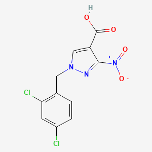 molecular formula C11H7Cl2N3O4 B8037338 1-(2,4-dichlorobenzyl)-3-nitro-1H-pyrazole-4-carboxylic acid 