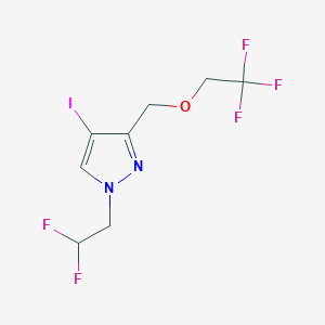 molecular formula C8H8F5IN2O B8037352 1-(2,2-difluoroethyl)-4-iodo-3-[(2,2,2-trifluoroethoxy)methyl]-1H-pyrazole 