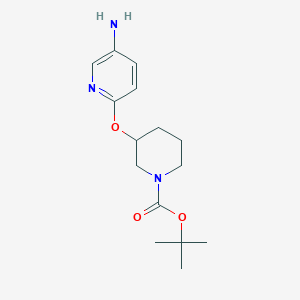 molecular formula C15H23N3O3 B8037366 tert-Butyl 3-((5-aminopyridin-2-yl)oxy)piperidine-1-carboxylate 