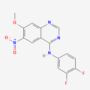 molecular formula C15H10F2N4O3 B8037392 N-(3,4-Difluorophenyl)-7-methoxy-6-nitroquinazolin-4-amine (Dacomitinib Impurity) 