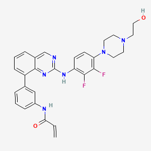 molecular formula C29H28F2N6O2 B8037422 N-(3-(2-((2,3-Difluoro-4-(4-(2-hydroxyethyl)piperazin-1-yl)phenyl)amino)quinazolin-8-yl)phenyl)acrylamide CAS No. 145379-14-2