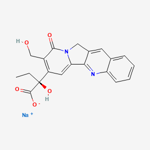 molecular formula C20H17N2NaO5 B8037519 sodium;(2S)-2-hydroxy-2-[8-(hydroxymethyl)-9-oxo-11H-indolizino[1,2-b]quinolin-7-yl]butanoate 