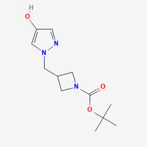 molecular formula C12H19N3O3 B8037602 tert-Butyl 3-((4-hydroxy-1H-pyrazol-1-yl)methyl)azetidine-1-carboxylate 