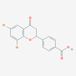 molecular formula C16H10Br2O4 B8037635 4-(6,8-Dibromo-4-oxo-2,3-dihydrochromen-2-yl)benzoic acid 