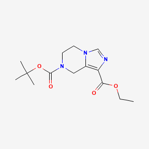 molecular formula C14H21N3O4 B8037688 7-tert-Butyl 1-ethyl 5,6-dihydroimidazo[1,5-a]pyrazine-1,7(8H)-dicarboxylate CAS No. 1416447-72-7