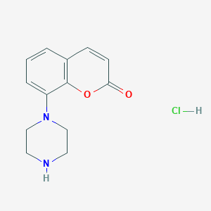 molecular formula C13H15ClN2O2 B8037736 8-Piperazin-1-ylchromen-2-one;hydrochloride 