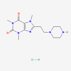 molecular formula C14H23ClN6O2 B8037748 1,3,7-Trimethyl-8-(2-piperazin-1-ylethyl)purine-2,6-dione;hydrochloride 