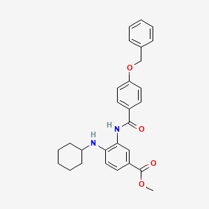 molecular formula C28H30N2O4 B8037815 Methyl 3-{[4-(benzyloxy)benzoyl]amino}-4-(cyclohexylamino)benzoate CAS No. 503859-28-7