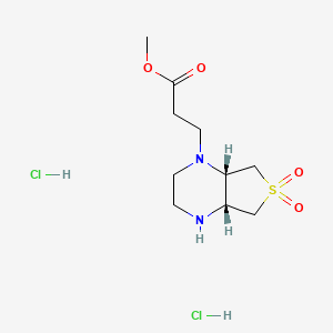molecular formula C10H20Cl2N2O4S B8037903 methyl 3-[(4aS,7aR)-6,6-dioxo-2,3,4a,5,7,7a-hexahydro-1H-thieno[3,4-b]pyrazin-4-yl]propanoate;dihydrochloride 
