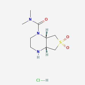 molecular formula C9H18ClN3O3S B8037907 (4aR,7aS)-N,N-dimethylhexahydrothieno[3,4-b]pyrazine-1(2H)-carboxamide 6,6-dioxide hydrochloride 
