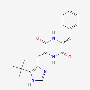 molecular formula C19H20N4O2 B8038186 3-[(5-tert-butyl-1H-imidazol-4-yl)methylidene]-6-(phenylmethylene)piperazine-2,5-dione 
