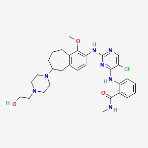 molecular formula C30H38ClN7O3 B8038223 2-[[5-chloro-2-[[6-[4-(2-hydroxyethyl)piperazin-1-yl]-1-methoxy-6,7,8,9-tetrahydro-5H-benzo[7]annulen-2-yl]amino]pyrimidin-4-yl]amino]-N-methylbenzamide 